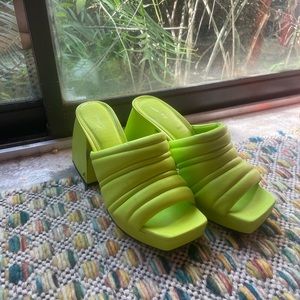 Chartreuse Lime Circus by Sam Edelman Block Heel Mules